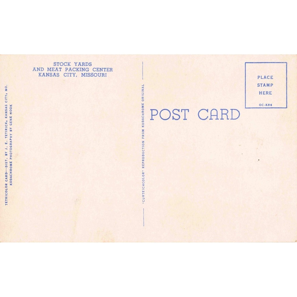 Vintage Kansas City Stock Yards Meat Packing Center Missouri Postcard Gene Hook - Picture 2 of 2